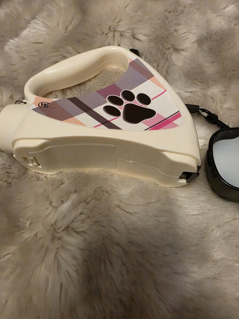 Retractable Dog Leash with Pink Plaid Paw Accent - Unbranded